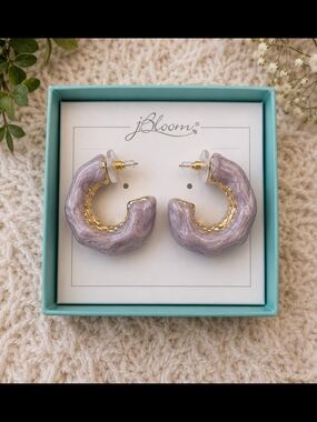 Lavender Marbled Hoop Earrings